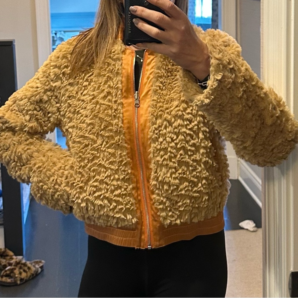 New w/ Tag Flannel America Mika Faux Fur Bomber Jacket - Size Small MSRP $750
